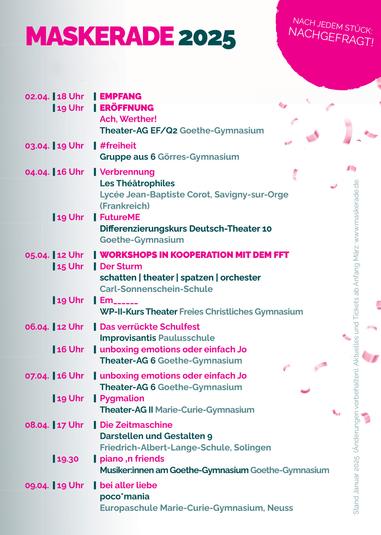 Programm der Maskerade 2025